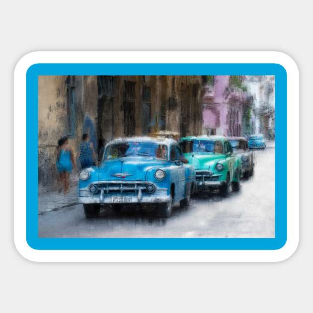 Classic cars in Cuba Sticker by Montanescu